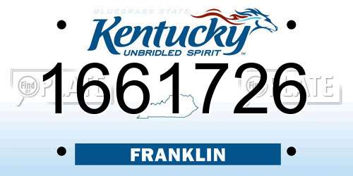 1661726 Kentucky License Plate