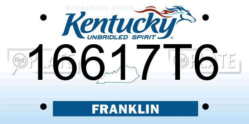 16617T6 Kentucky License Plate