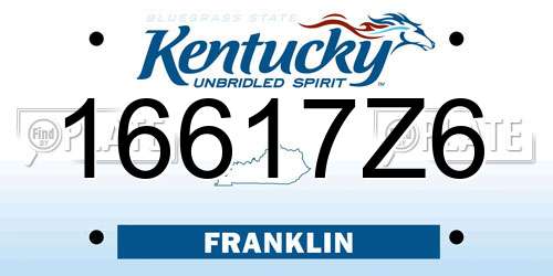 16617Z6 Kentucky License Plate