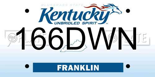 166DWN Kentucky License Plate