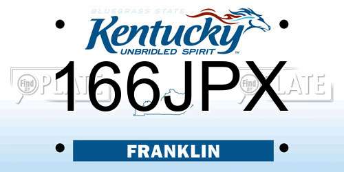 166JPX Kentucky License Plate