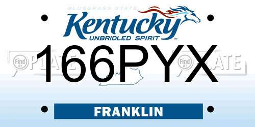 166PYX Kentucky License Plate