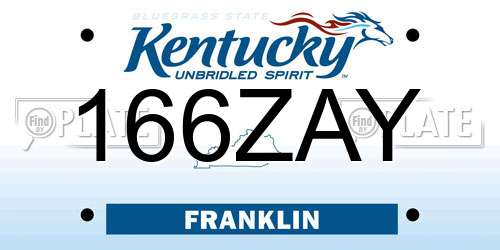 166ZAY Kentucky License Plate
