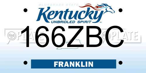 166ZBC Kentucky License Plate