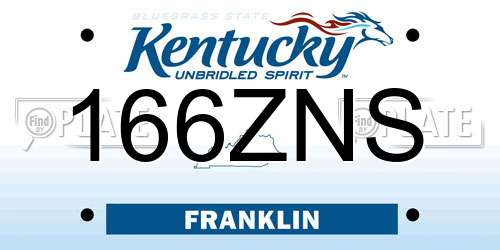 166ZNS Kentucky License Plate