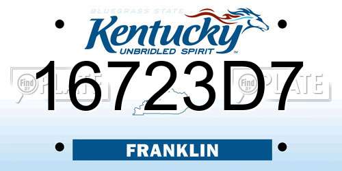 16723D7 Kentucky License Plate