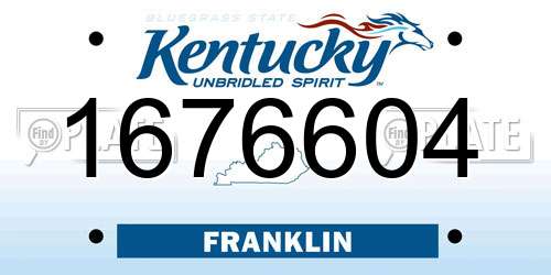 1676604 Kentucky License Plate