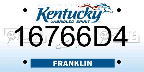 16766D4 Kentucky License Plate