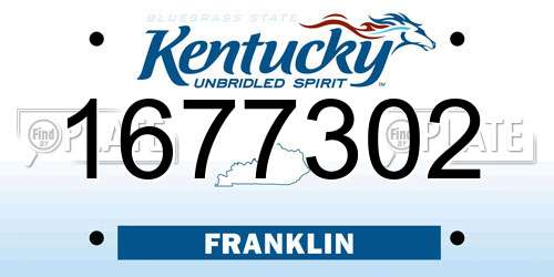 1677302 Kentucky License Plate