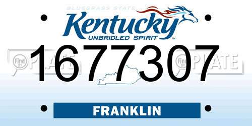 1677307 Kentucky License Plate