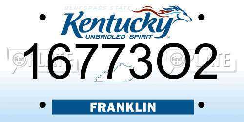 16773O2 Kentucky License Plate