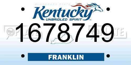 1678749 Kentucky License Plate