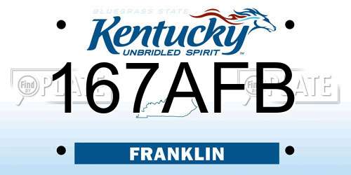 167AFB Kentucky License Plate