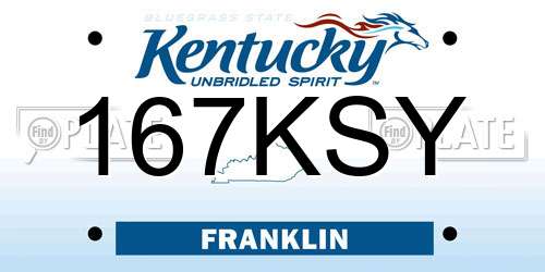 167KSY Kentucky License Plate