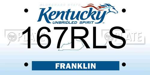 167RLS Kentucky License Plate