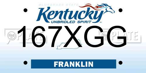 167XGG Kentucky License Plate