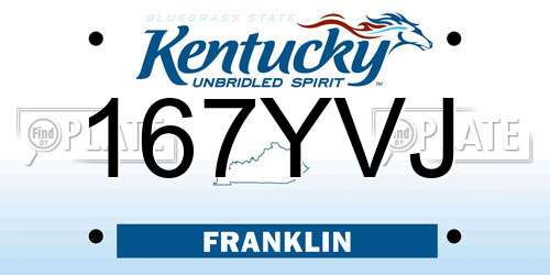 167YVJ Kentucky License Plate