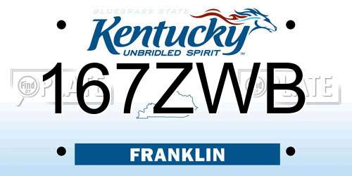 167ZWB Kentucky License Plate