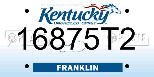 16875T2 Kentucky License Plate