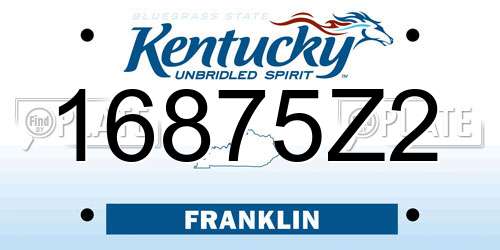 16875Z2 Kentucky License Plate