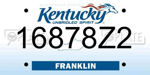 16878Z2 Kentucky License Plate