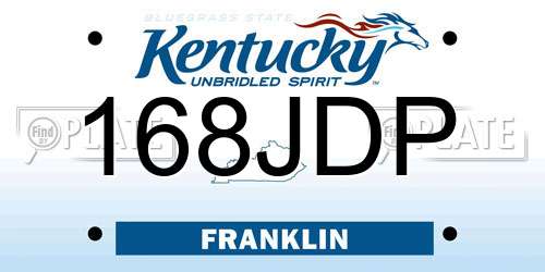 168JDP Kentucky License Plate