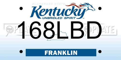 168LBD Kentucky License Plate