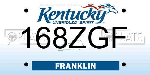 168ZGF Kentucky License Plate