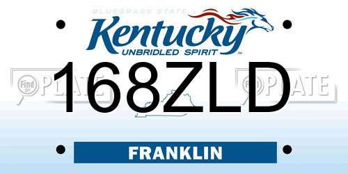 168ZLD Kentucky License Plate
