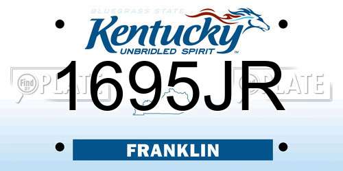 1695JR Kentucky License Plate