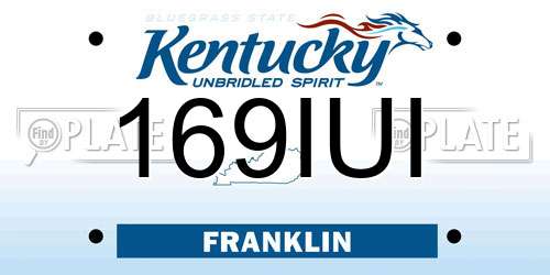 169IUI Kentucky License Plate