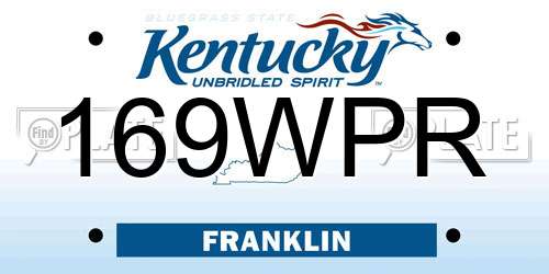 169WPR Kentucky License Plate