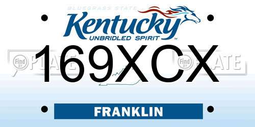 169XCX Kentucky License Plate