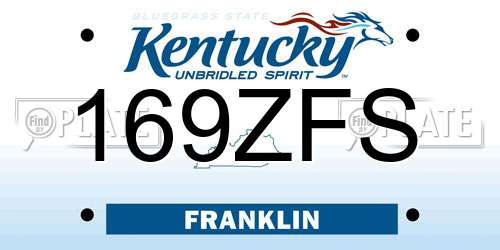 169ZFS Kentucky License Plate