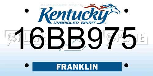 16BB975 Kentucky License Plate