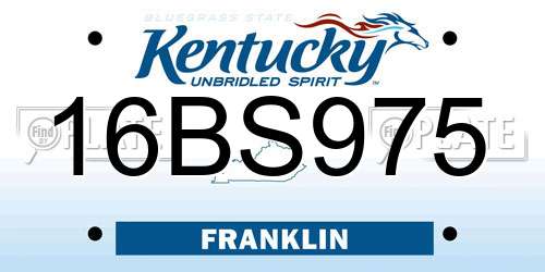 16BS975 Kentucky License Plate