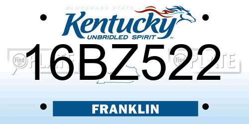 16BZ522 Kentucky License Plate