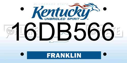 16DB566 Kentucky License Plate