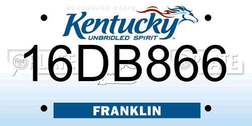 16DB866 Kentucky License Plate