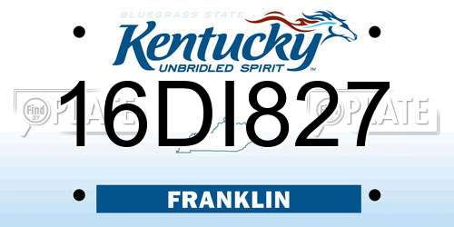 16DI827 Kentucky License Plate