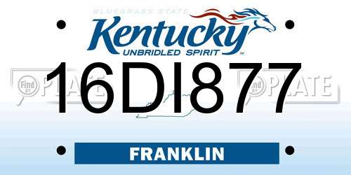 16DI877 Kentucky License Plate