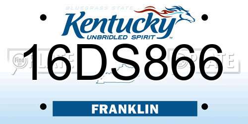 16DS866 Kentucky License Plate