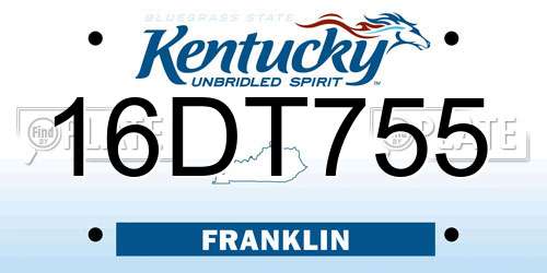 16DT755 Kentucky License Plate