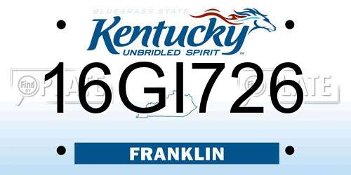 16GI726 Kentucky License Plate