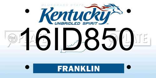 16ID850 Kentucky License Plate