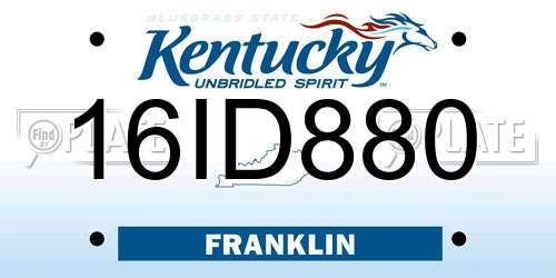 16ID880 Kentucky License Plate