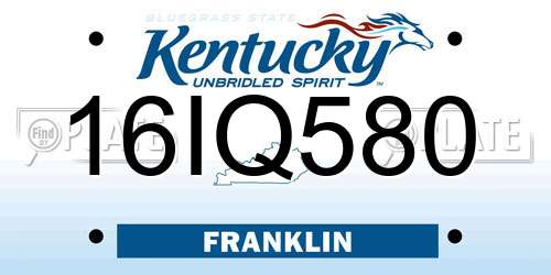 16IQ580 Kentucky License Plate