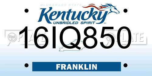 16IQ850 Kentucky License Plate