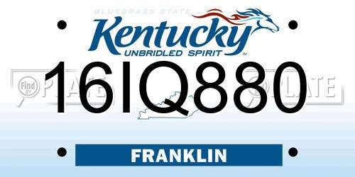 16IQ880 Kentucky License Plate