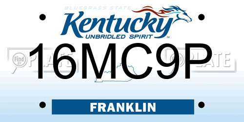 16MC9P Kentucky License Plate